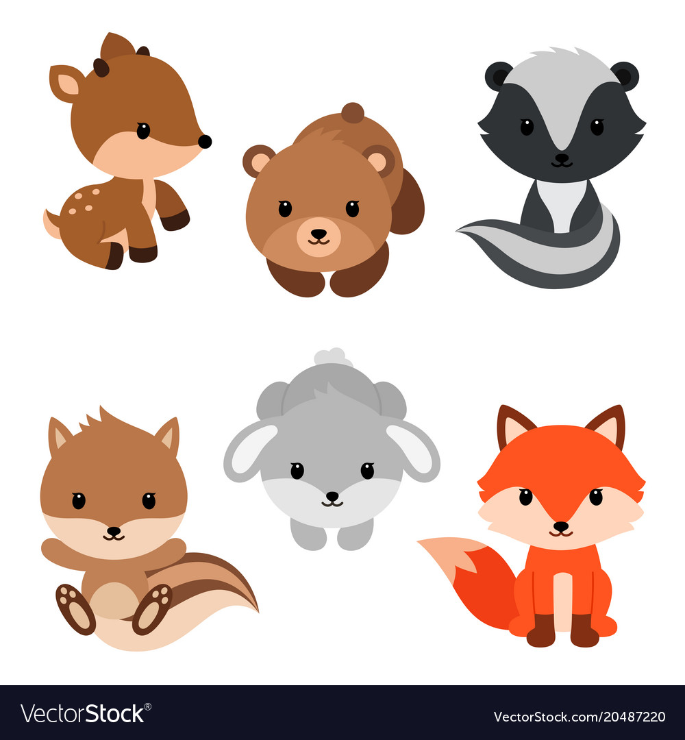 Download Woodland animals set Royalty Free Vector Image