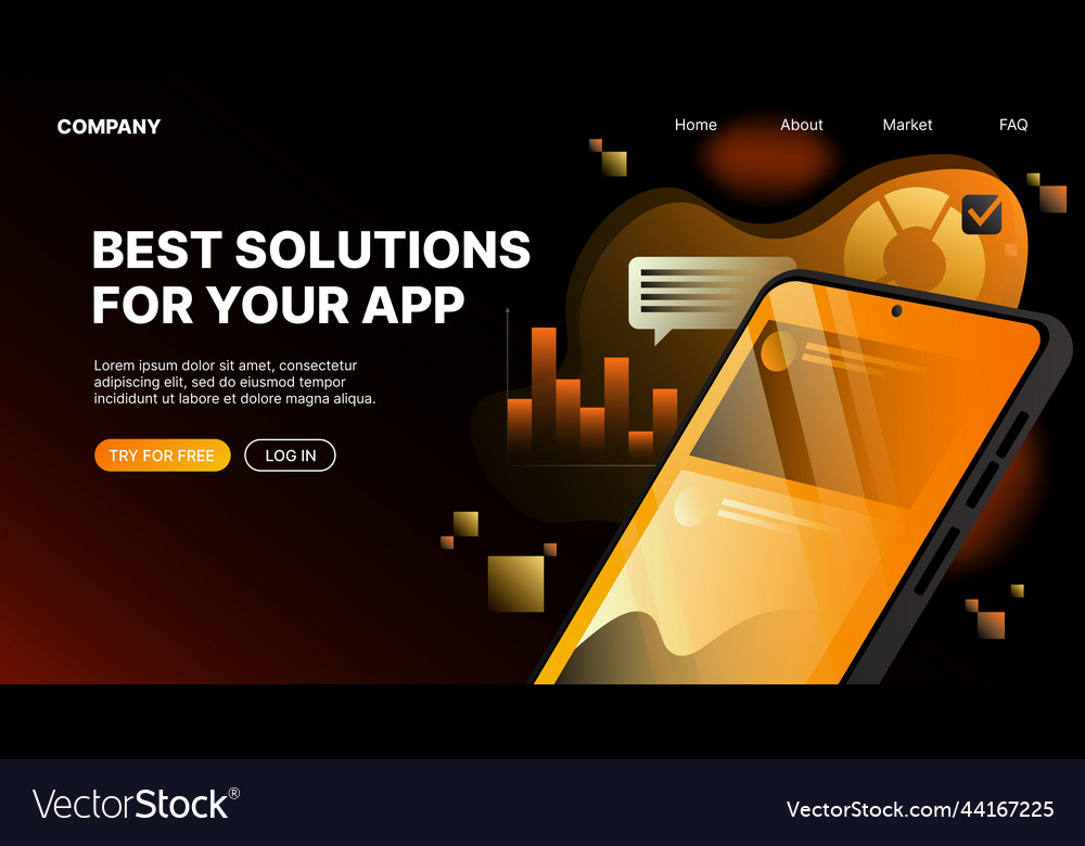 Best solutions for app development horizontal web vector image Best solutions for app development horizontal web