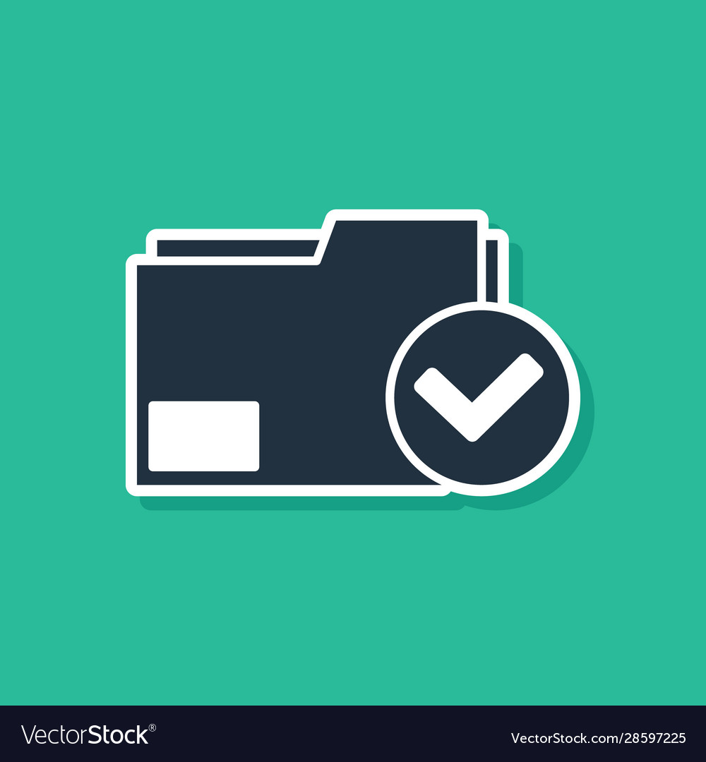 Blue document folder and check mark icon isolated vector image Blue document folder and check mark icon isolated