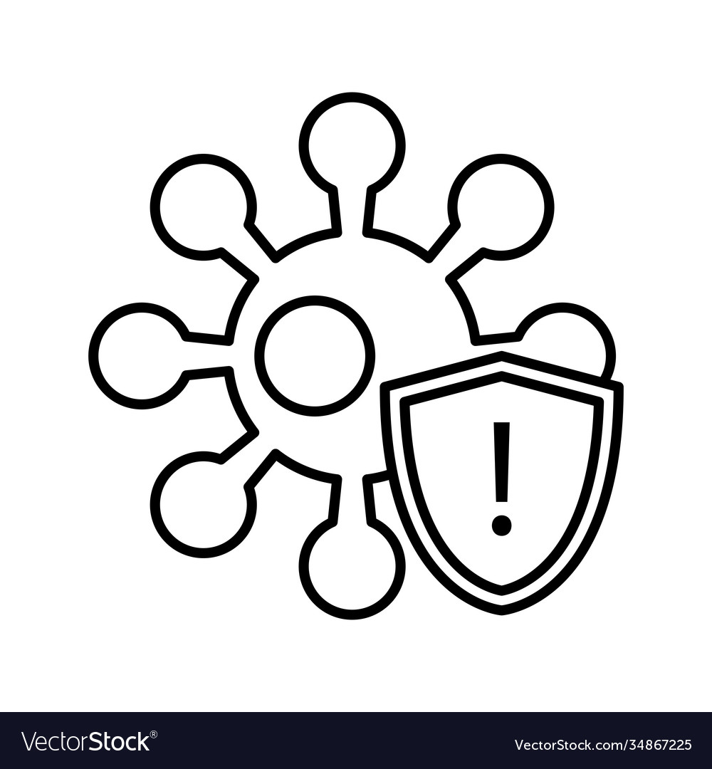 Covid19 virus particle with shield line style