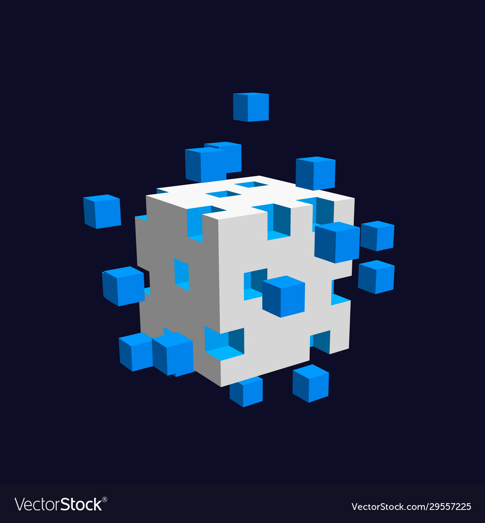 Cube from small cubes big data concept vector image Cube from small cubes big data concept