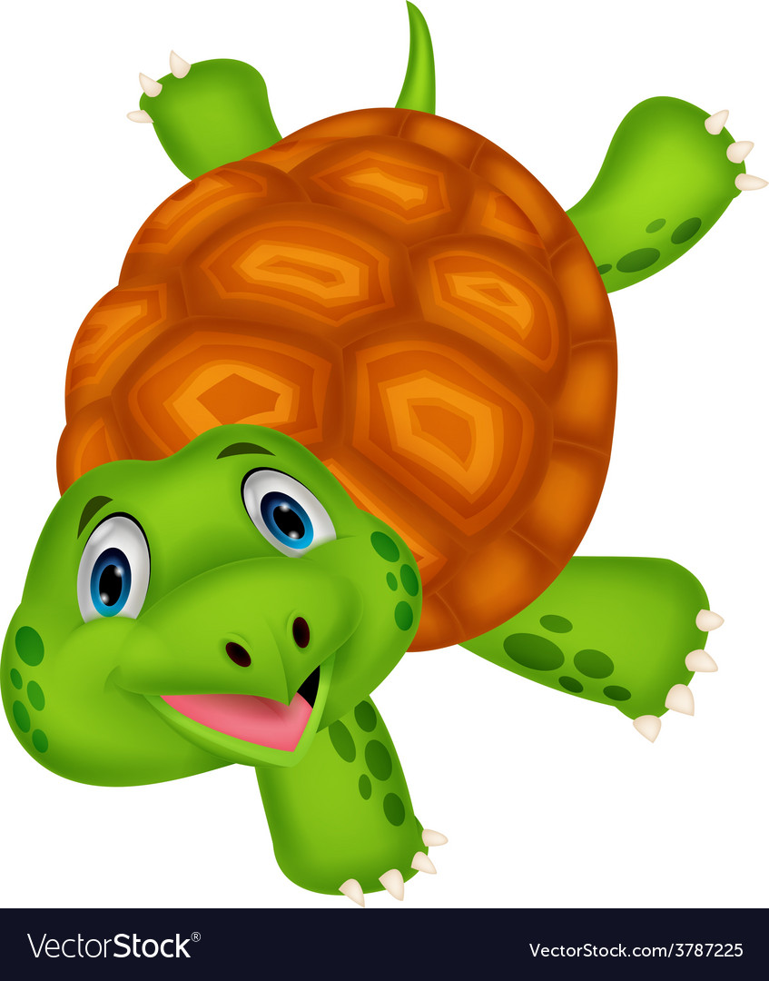 Cute turtle cartoon standing with hand Royalty Free Vector