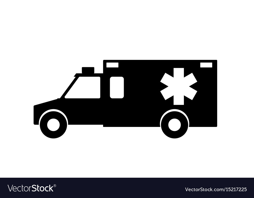 Notfall Krankenwagen mit Sirene Flat Design