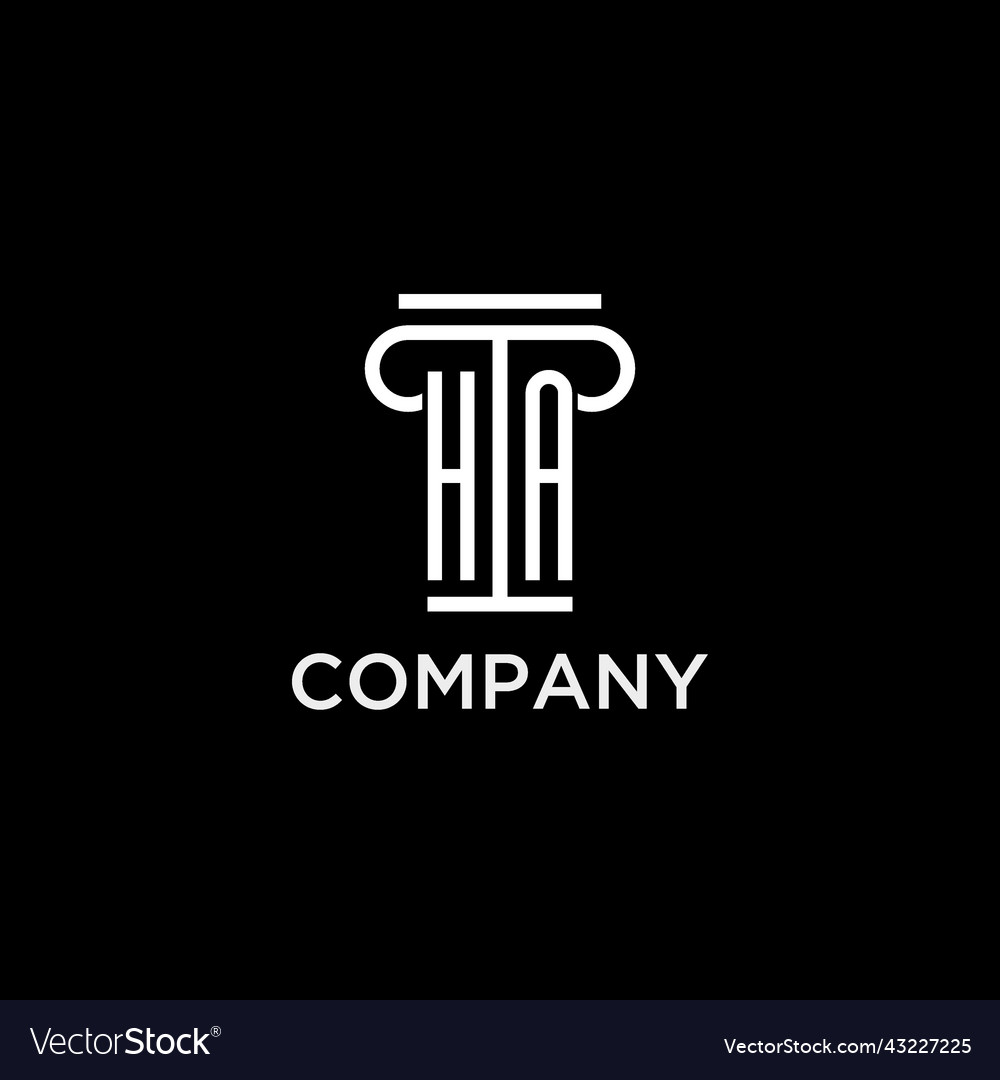 Ha monogram initial logo with pillar shape icon