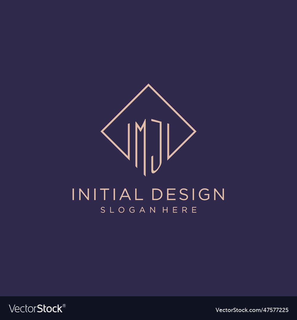 Initials mj logo monogram with rectangle style