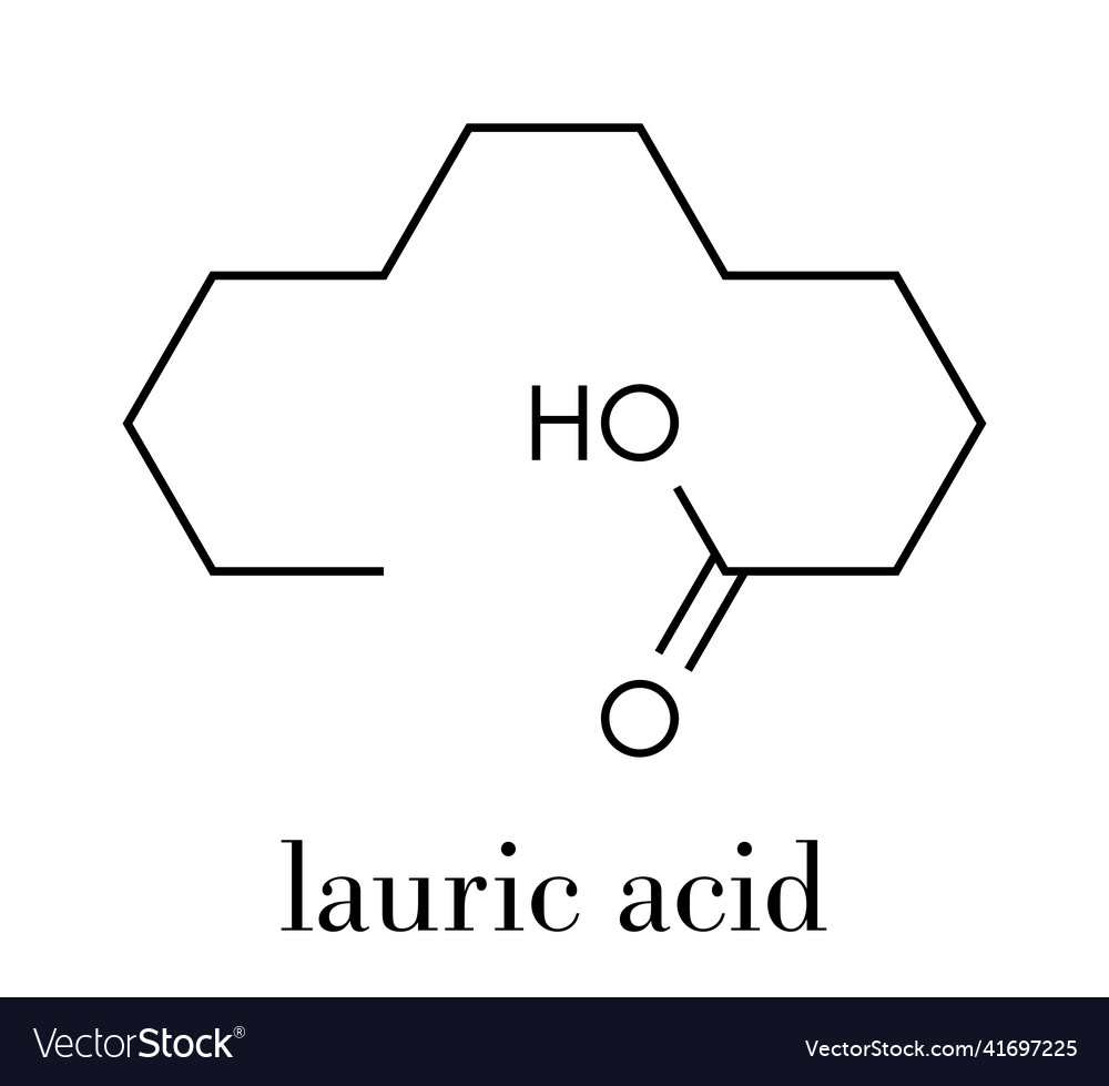 Lauric dodecanoic acid molecule common saturated