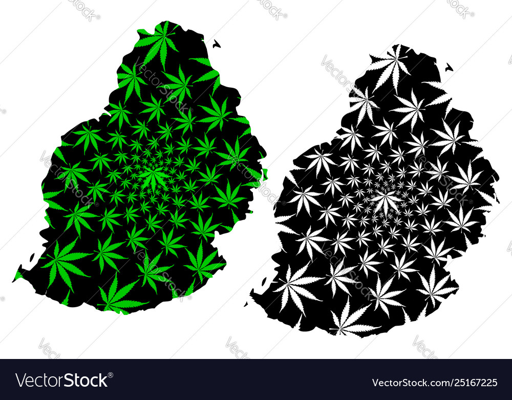 Mauritius - map is designed cannabis leaf