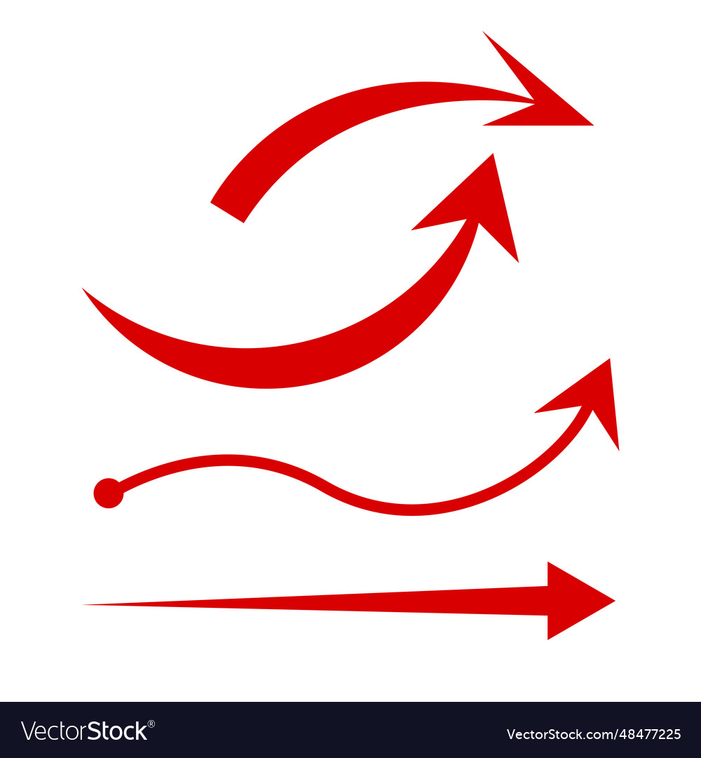 Red arrow set straight and curve directional line