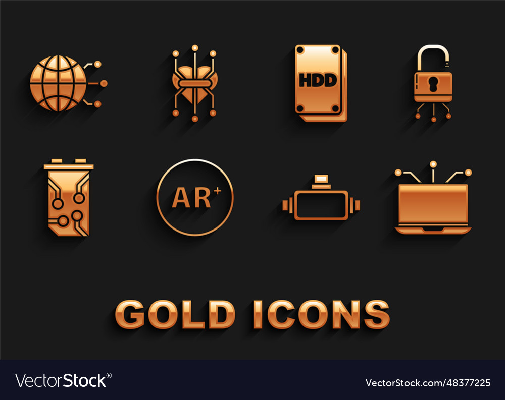 Set ar augmented reality lock on digital circuit vector image Set ar augmented reality lock on digital circuit