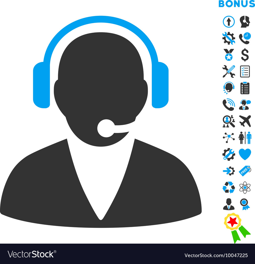 Support operator flat icon with bonus