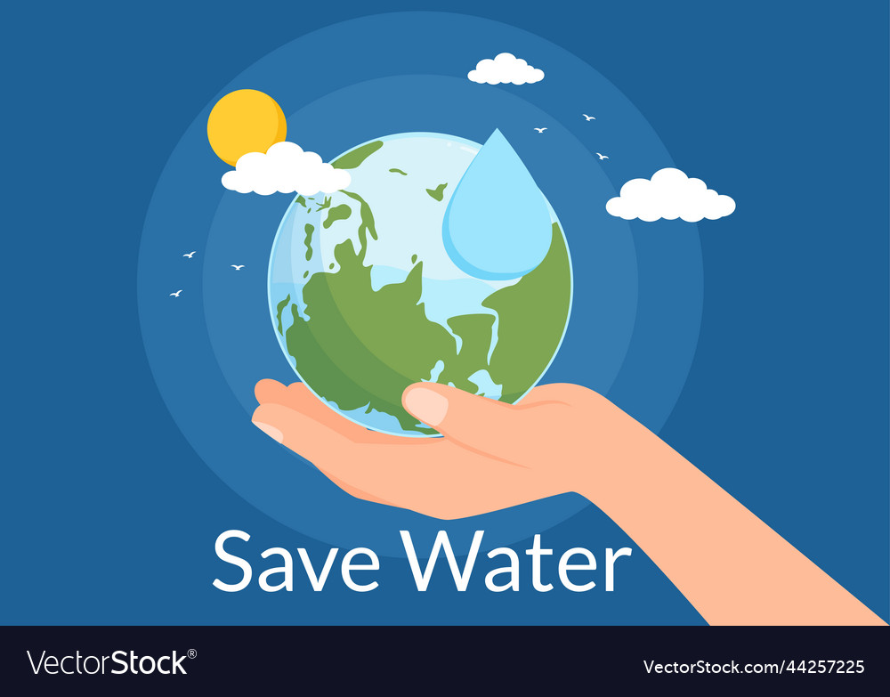 Water saving templates hand drawn flat cartoon Vector Image Water saving templates hand drawn flat cartoon Vector Image