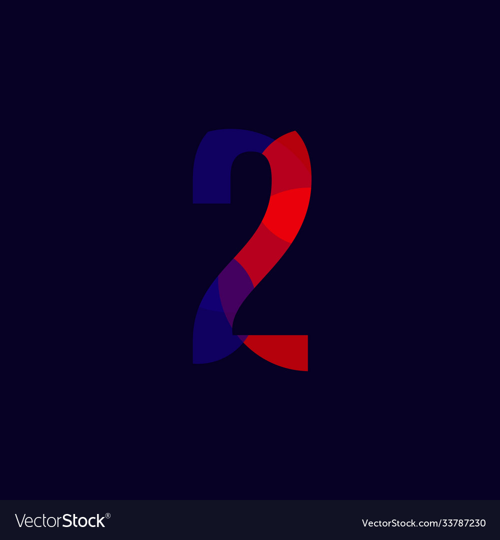 2 number blue red font template design Royalty Free Vector