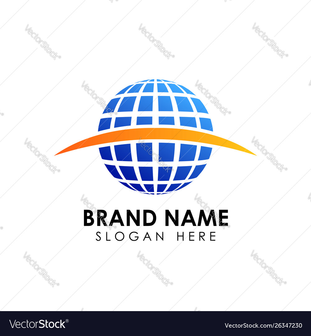 3d digital globe logo design globe icon symbol Vector Image