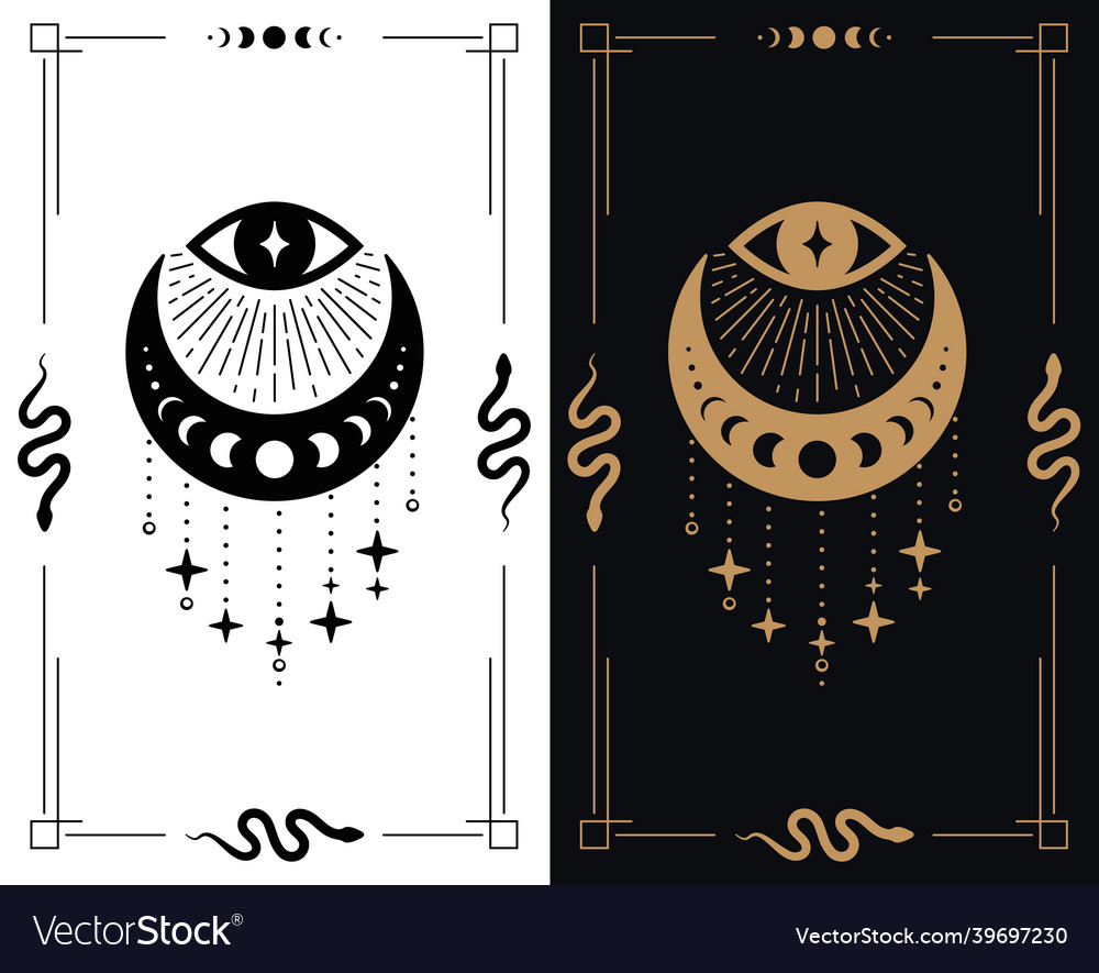 All seeing eye and crescent logotype design