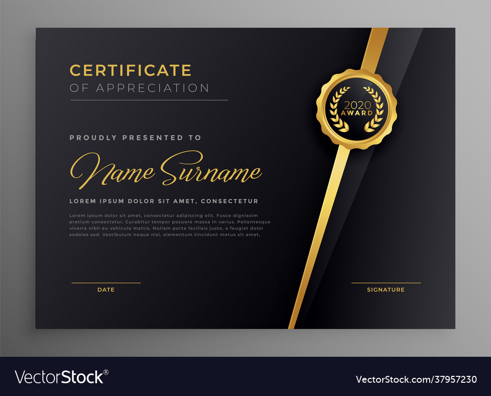 Black and gold multipurpose certificate template Vector Image