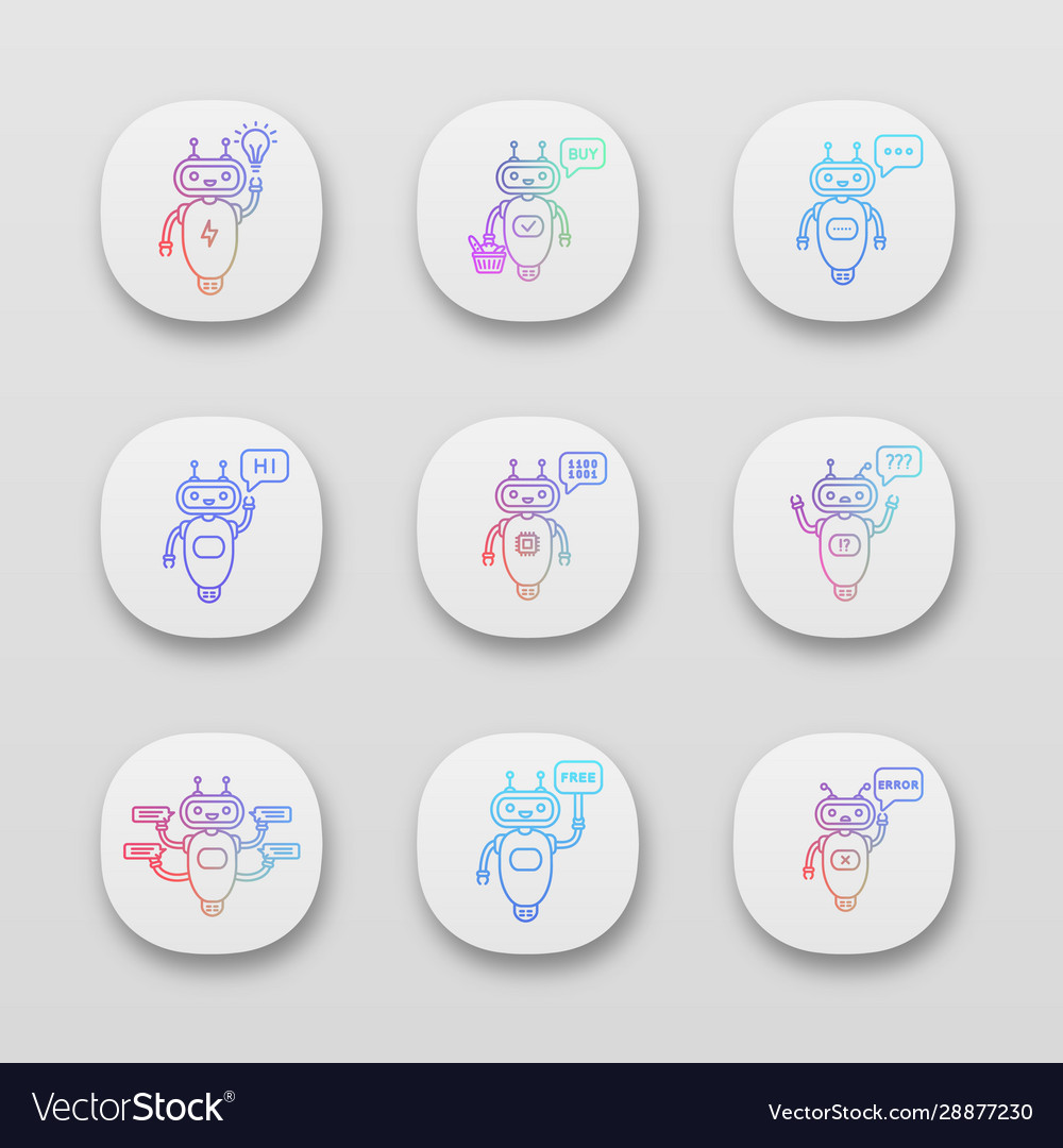 Chatbots app icons set vector image Chatbots app icons set
