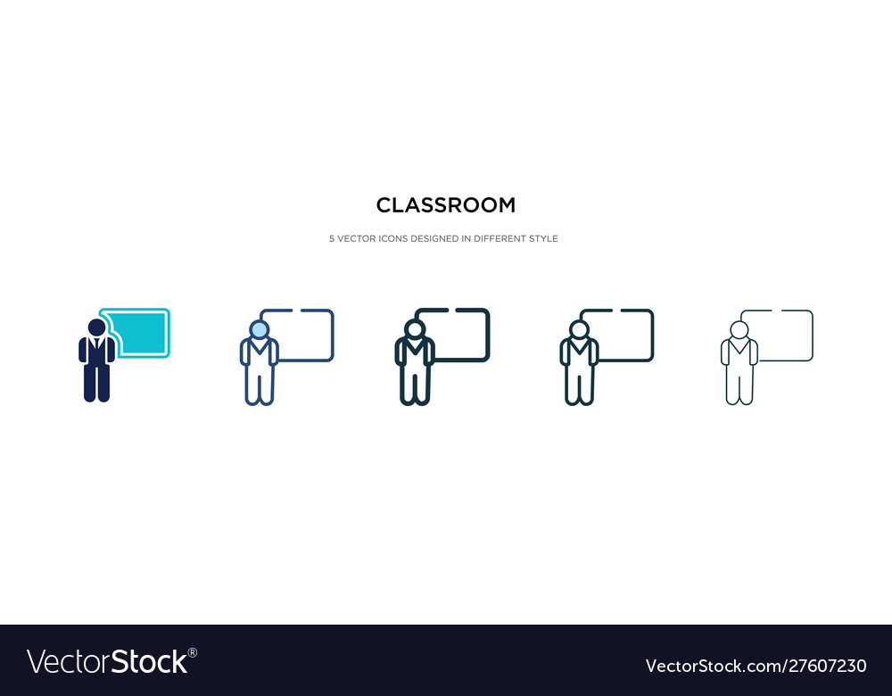 Classroom icon in different style two colored vector image Classroom icon in different style two colored