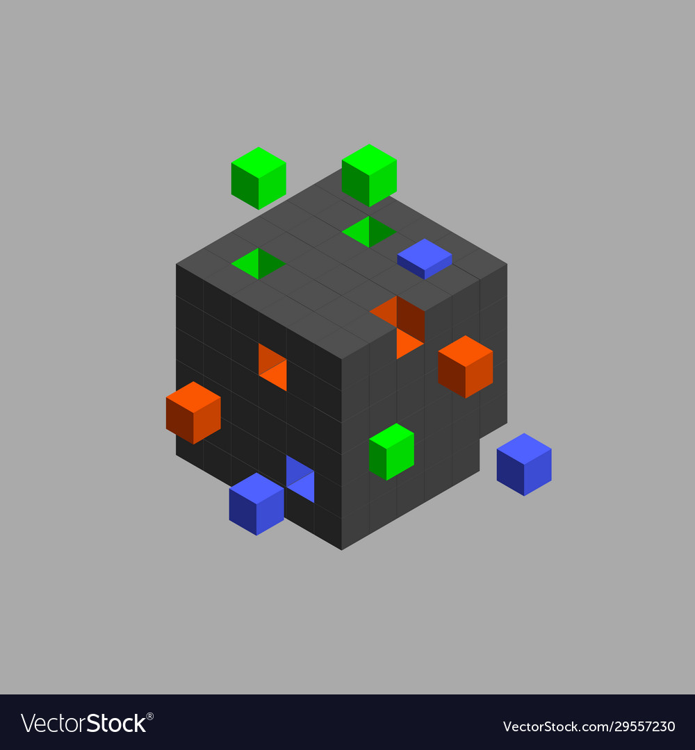 Cube from small cubes big data concept Vector Image Cube from small cubes big data concept