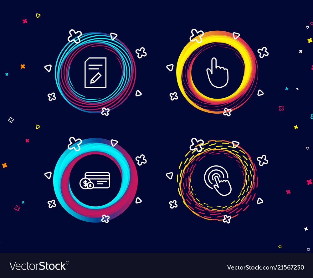 Edit document hand click and payment method icons vector image Edit document hand click and payment method icons