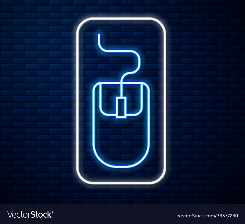 Glowing neon line computer mouse icon isolated