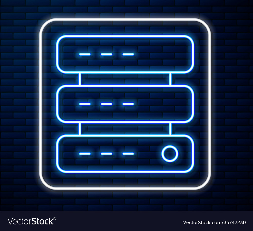 Glowing neon line server data web hosting icon vector image Glowing neon line server data web hosting icon