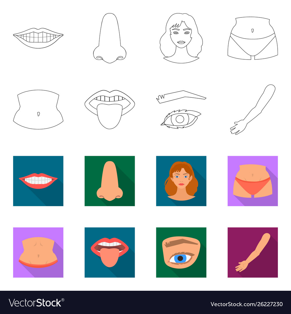 Isolated object body and part logo collection vector image Isolated object body and part logo collection