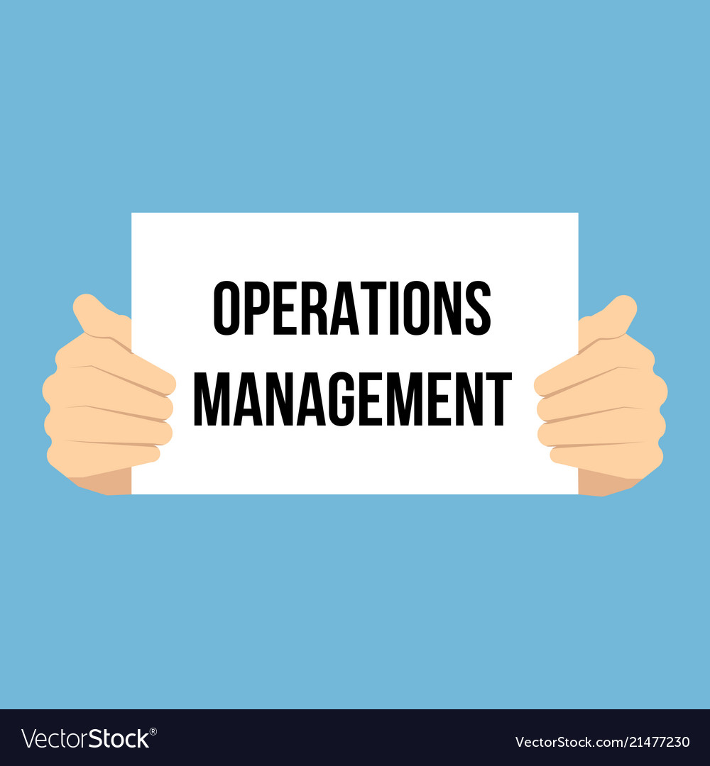 Man showing paper operations management text vector image Man showing paper operations management text
