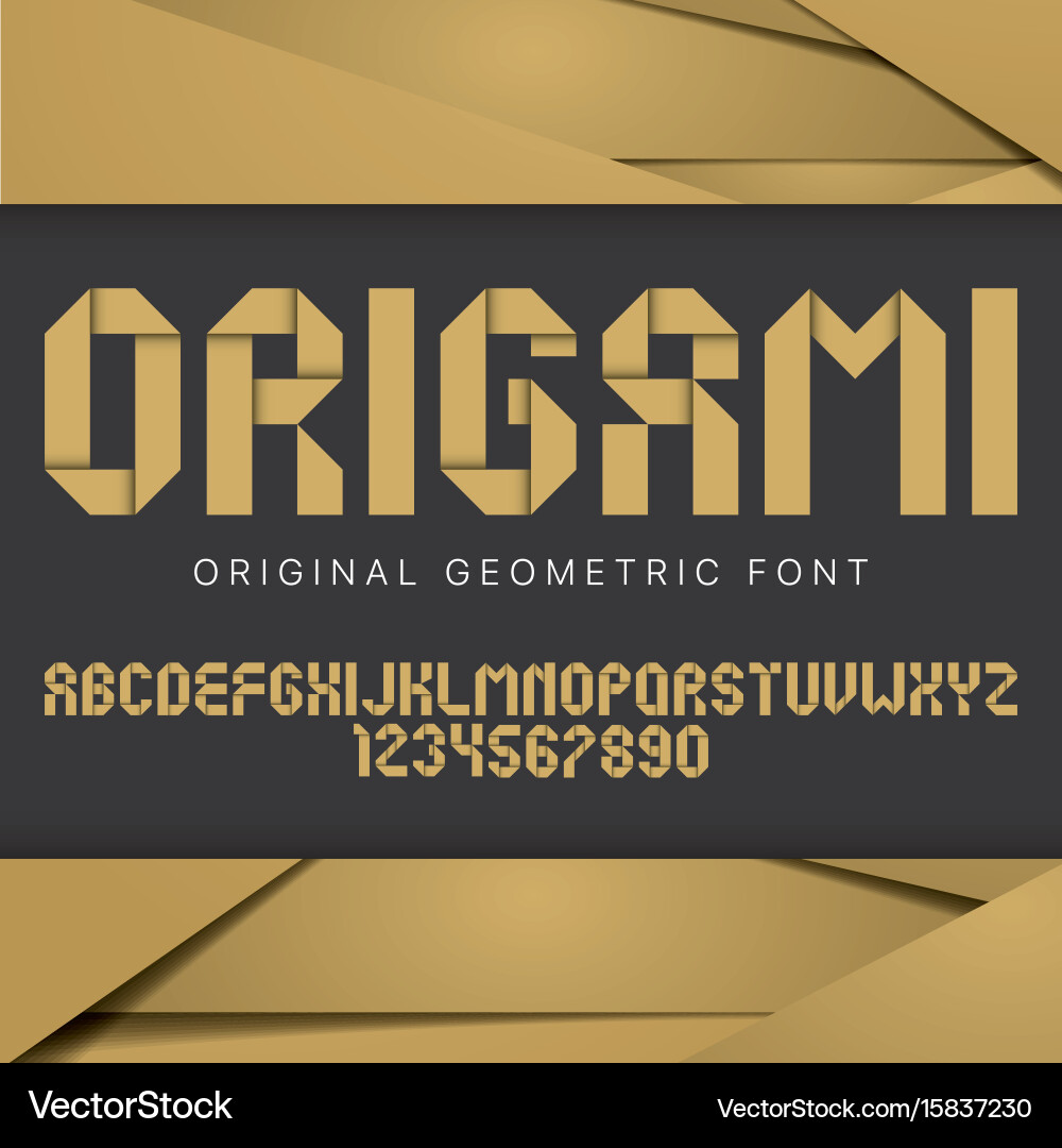 Origami geometric font poster Royalty Free Vector Image