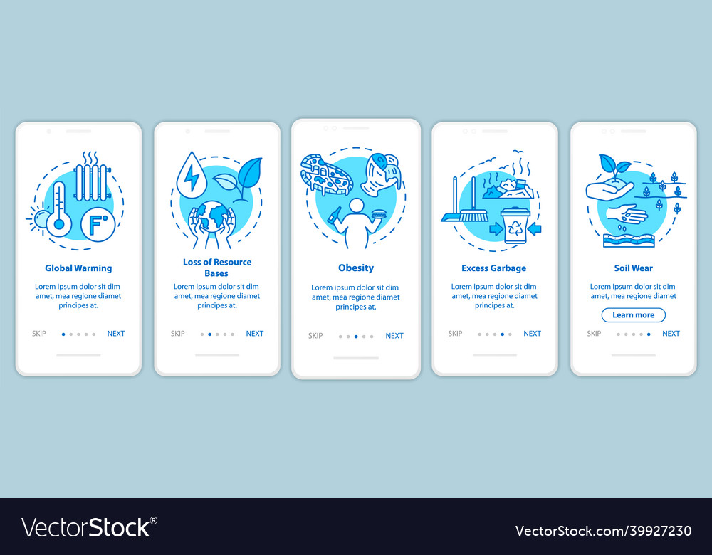 Overconsumption onboarding mobile app page screen vector image Overconsumption onboarding mobile app page screen