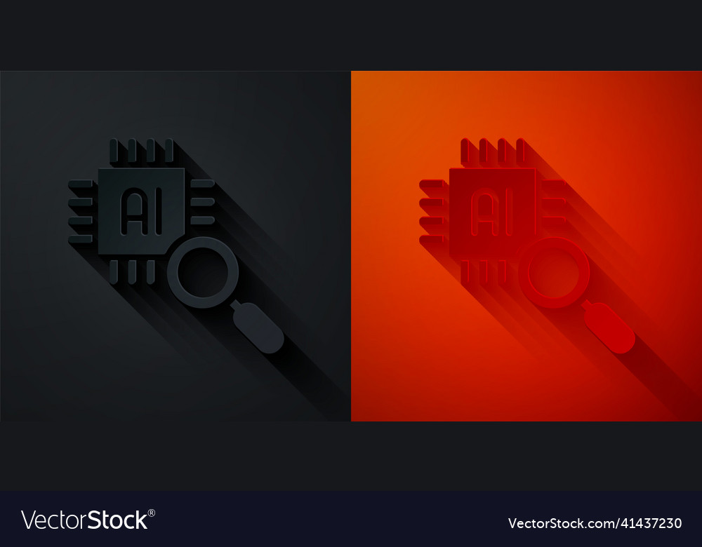 Paper cut computer processor with microcircuits vector image Paper cut computer processor with microcircuits