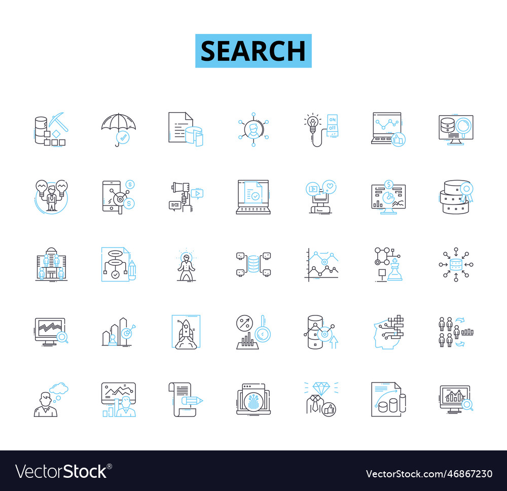 Search linear icons set query explore lookout