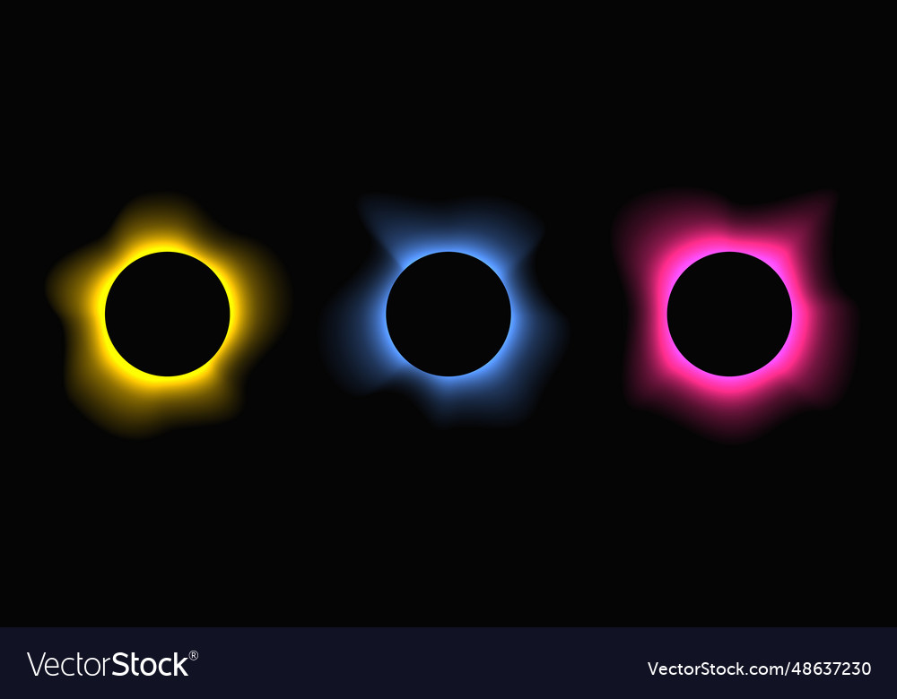 Set of circle illuminate light frames with color vector image Set of circle illuminate light frames with color