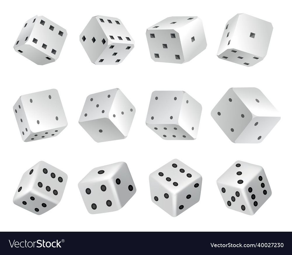 Set of dices - realistic white cubes with random