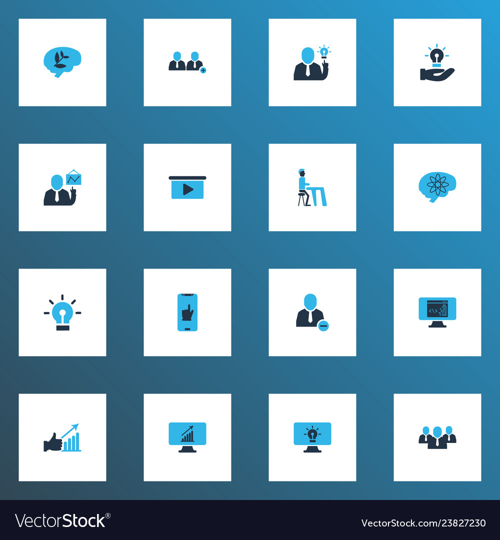 Teamwork icons colored set with add team vector image Teamwork icons colored set with add team