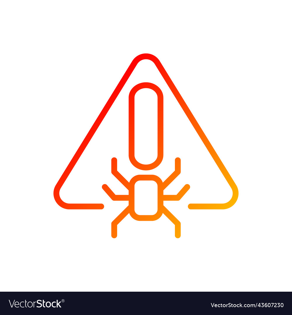 Virus warning pixel perfect gradient linear icon vector image Virus warning pixel perfect gradient linear icon