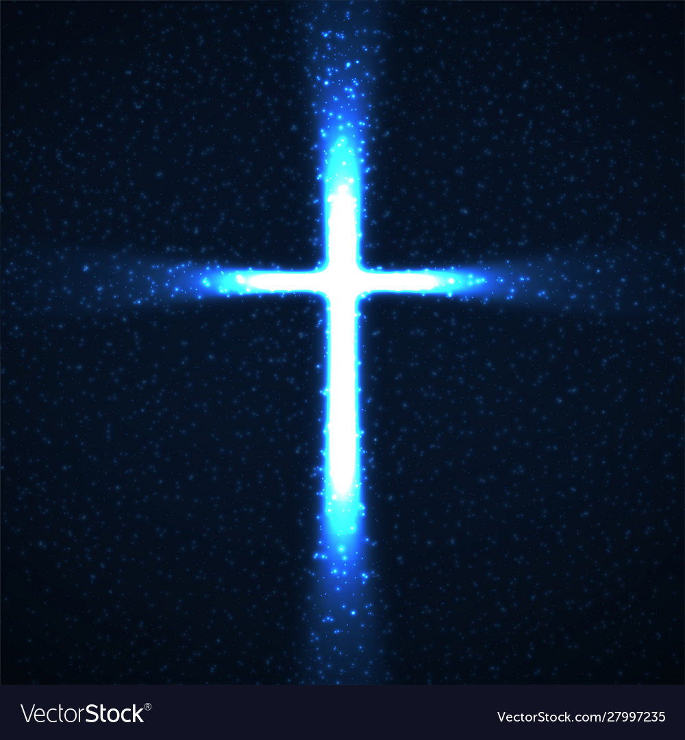 Abstract shining cross with glowing rays