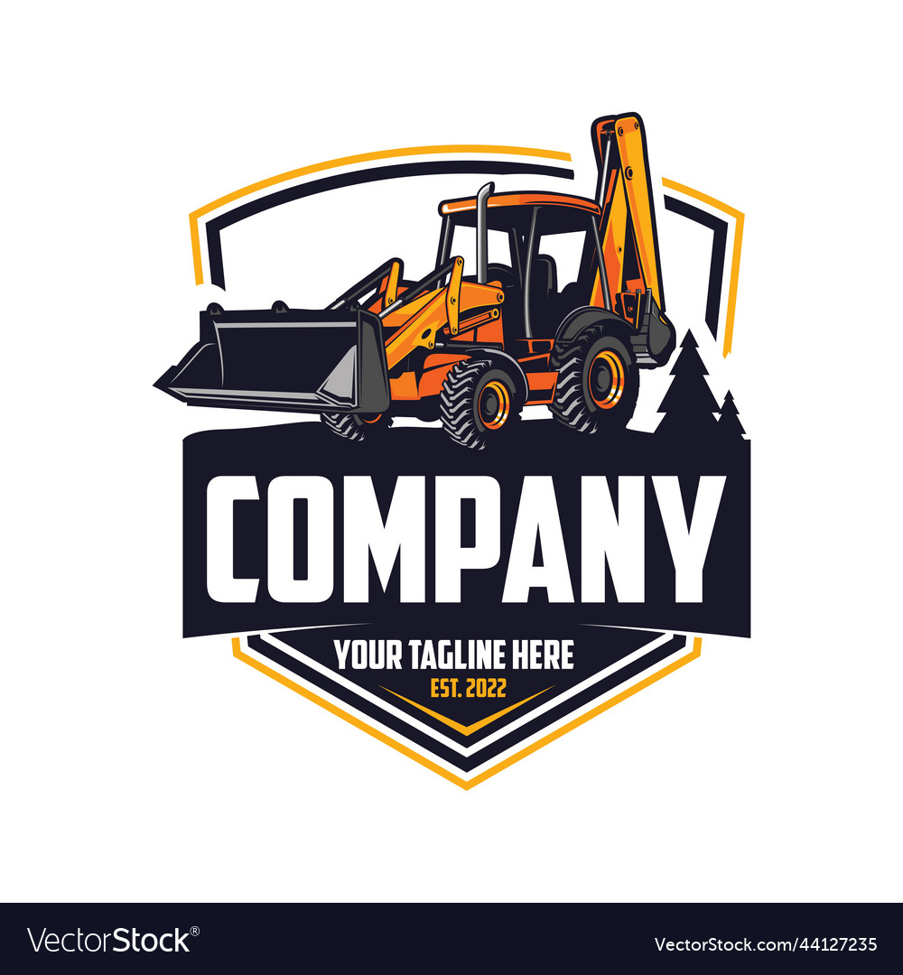 Backhoe loaders logo tractor with bucket logo Vector Image