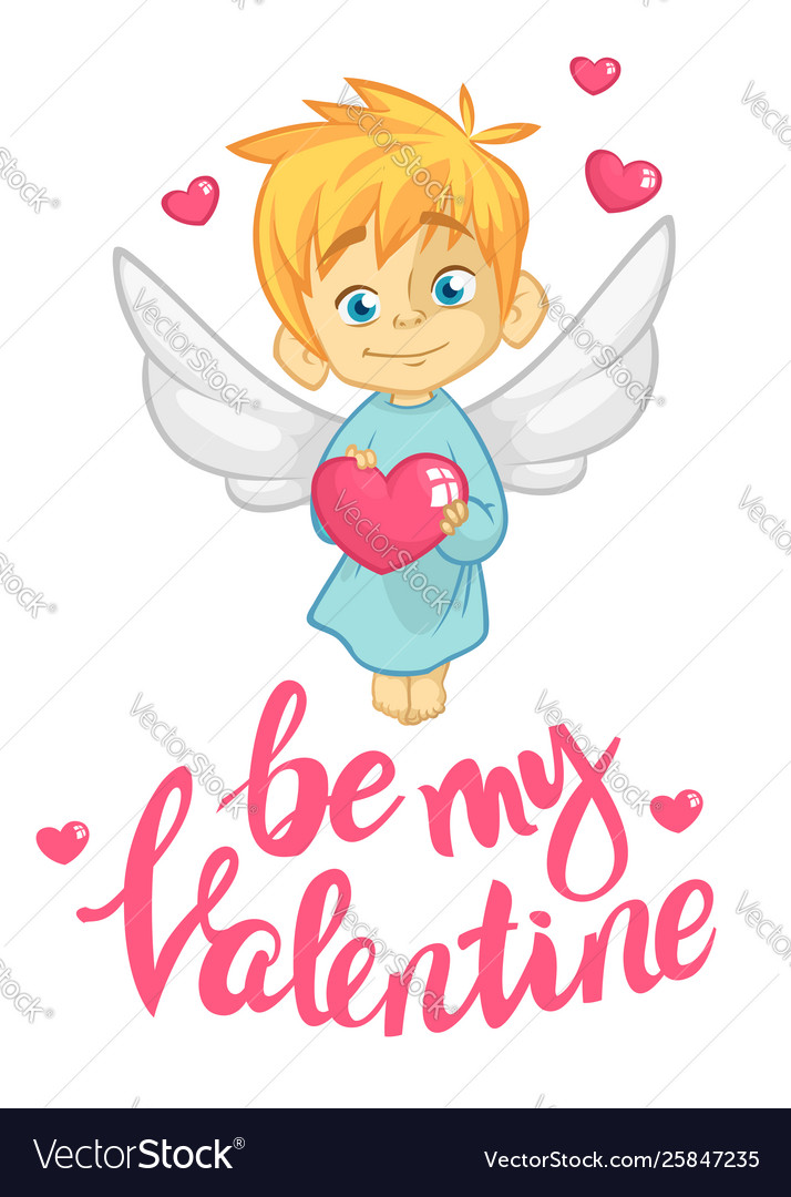 Cartoon cupid st valentines postcard