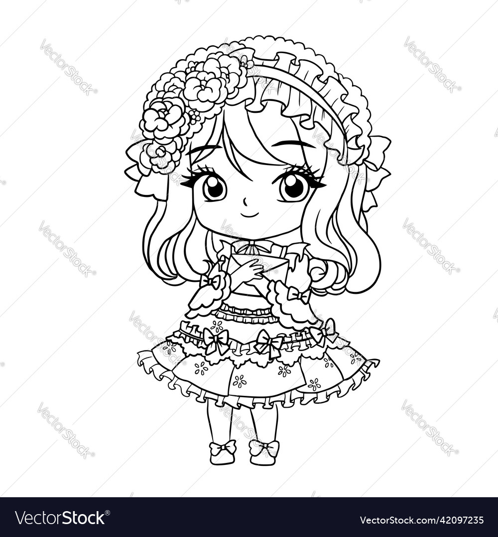 Premium Vector  Cartoon cute doodle coloring page kawaii anime