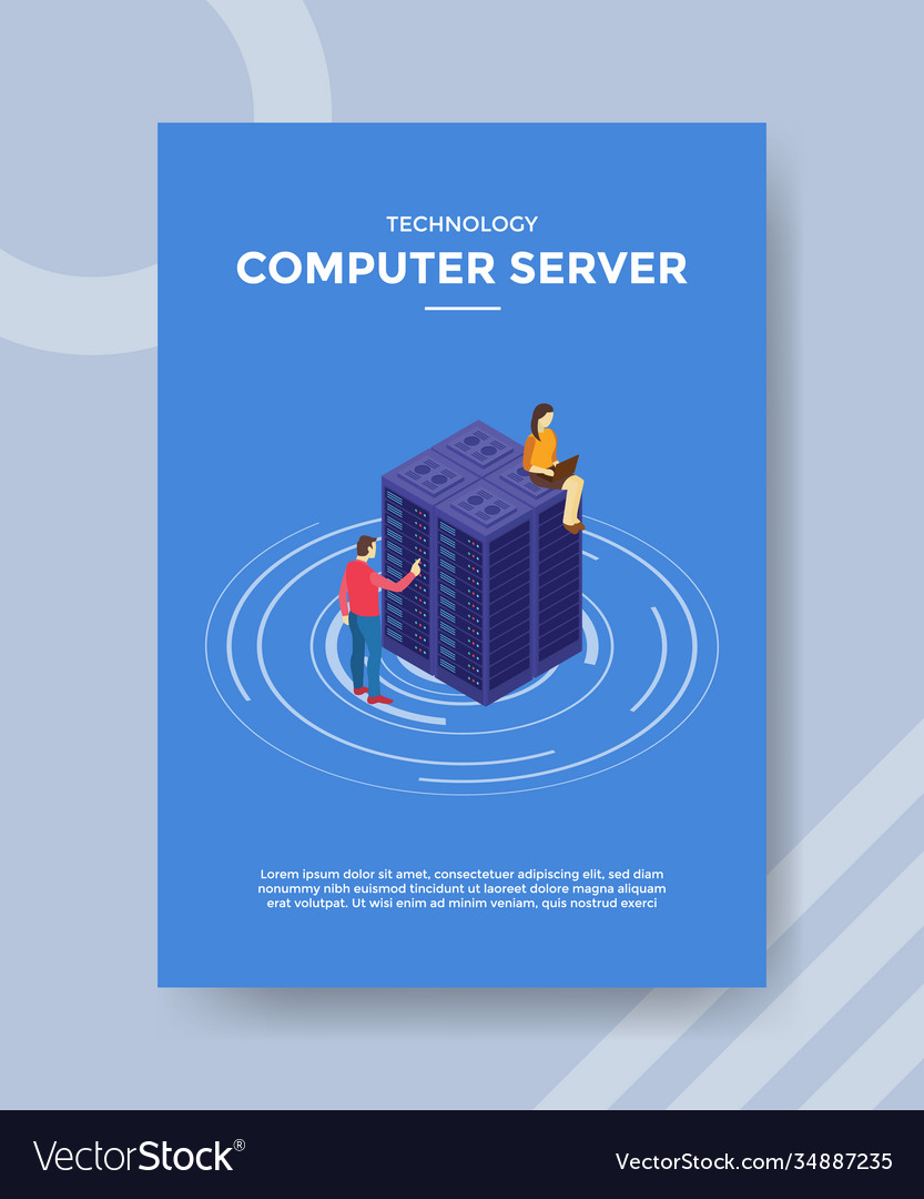 Computer server engineer working maintenance vector image Computer server engineer working maintenance