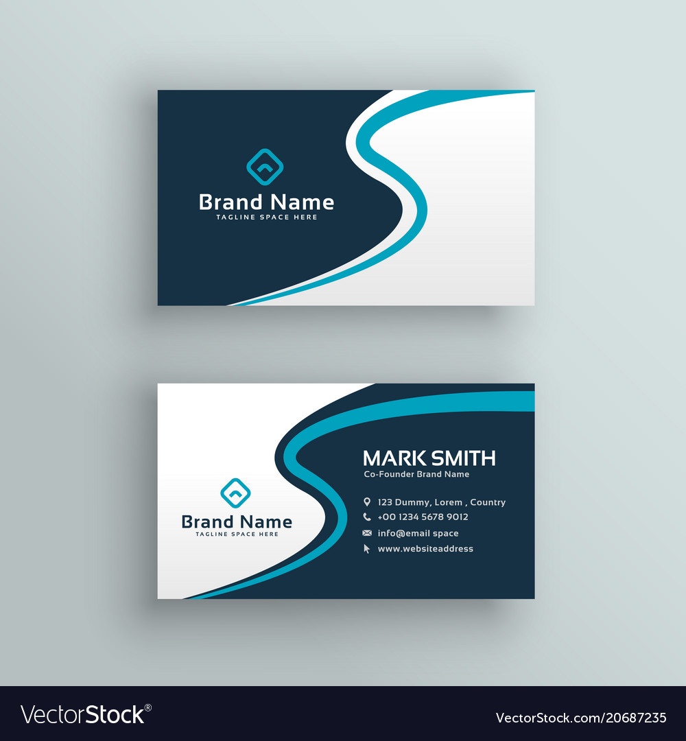 Elegant blue wave business card design Royalty Free Vector