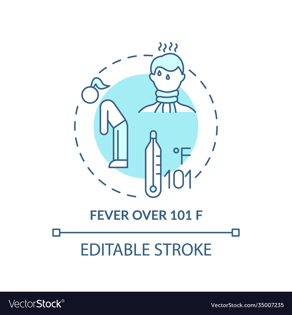 Fever over 101 f concept icon Royalty Free Vector Image