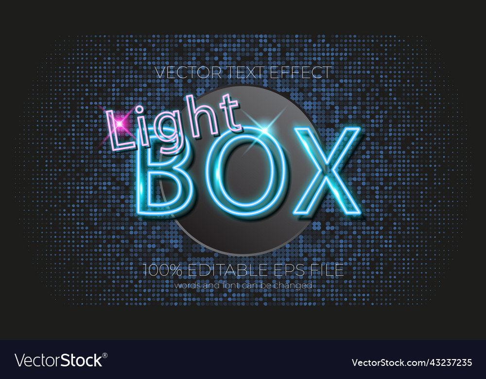 Light box editable neon text effect style eps