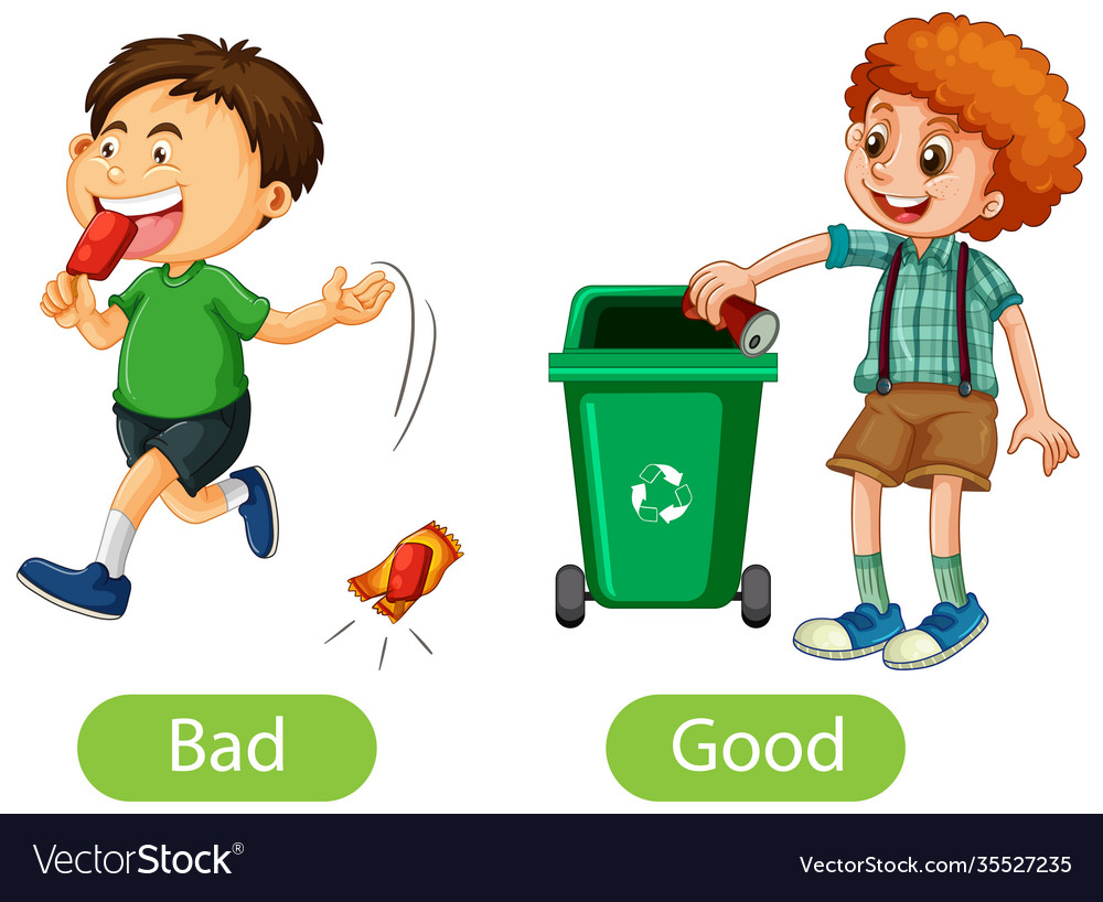 Opposite Words With Bad And Good Royalty Free Vector Image   Opposite Words With Bad And Good Vector 35527235 