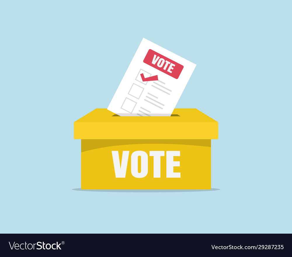 Puts voting ballot in box Royalty Free Vector Image