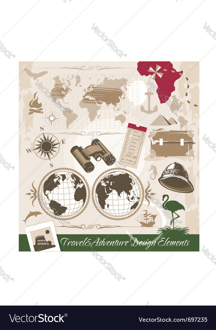 Set of travel and adventure design elements