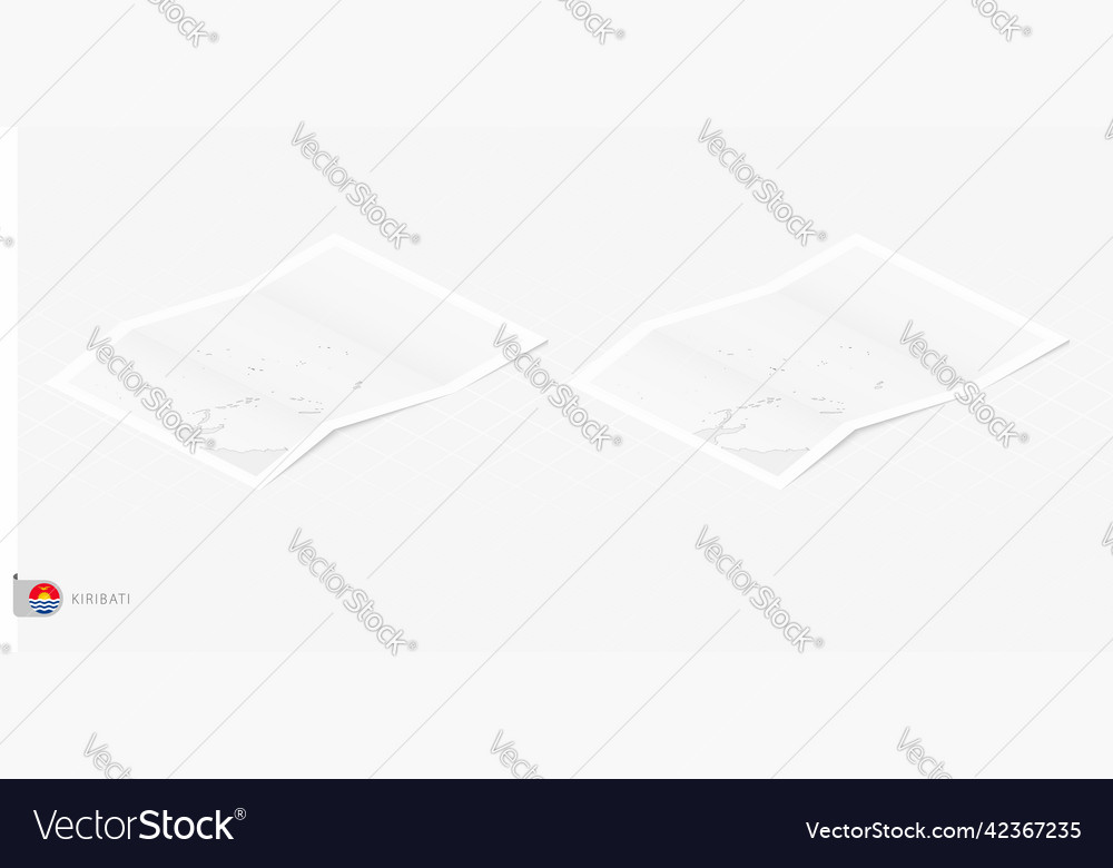 Set of two realistic map kiribati with shadow