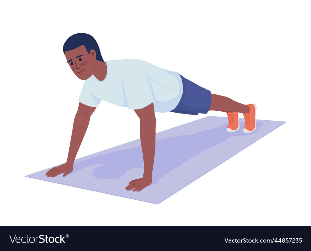 Strong Man Doing Push Ups Semi Flat Color Vector Image 8621