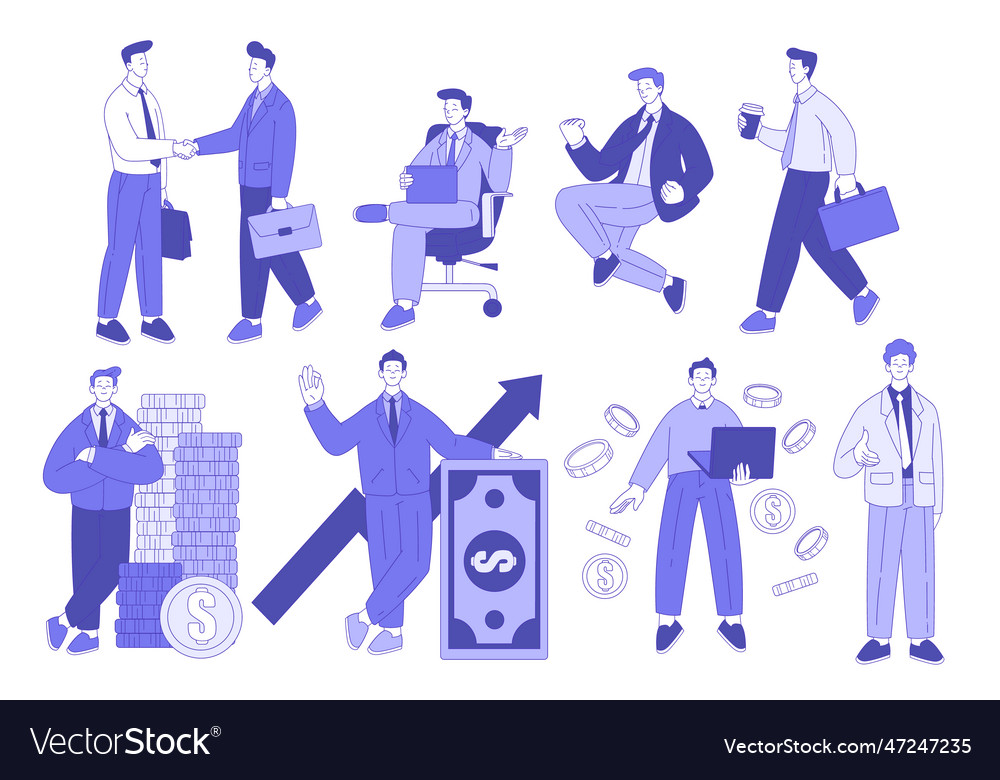 Successful business man character making deal and Vector Image