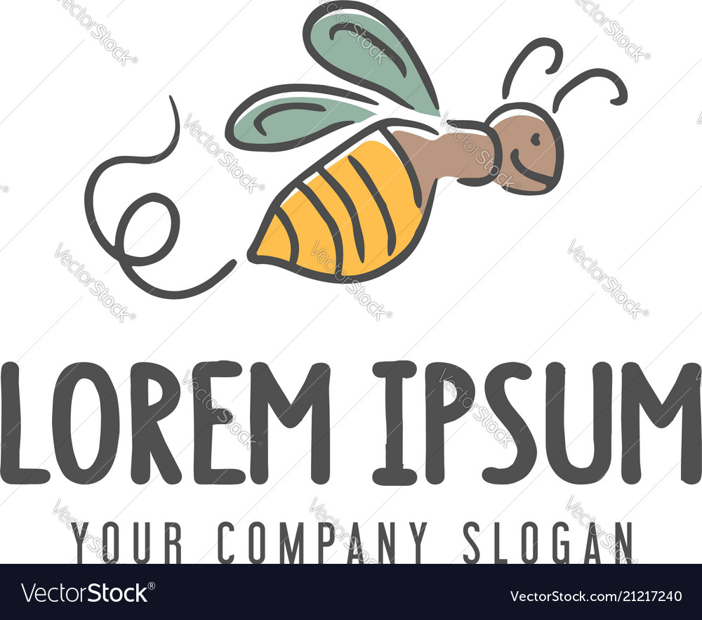 Bee Logo handgezogene Design Konzeptvorlage vector image Bee Logo handgezogene Design Konzeptvorlage